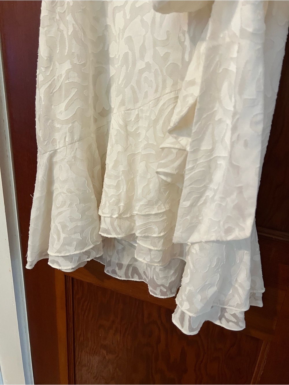 Tanya Taylor Ivory Wrap Dress Size 0 NWOT Ruffle Sleeve Bridal Cocktail Dress - Picture 10 of 14